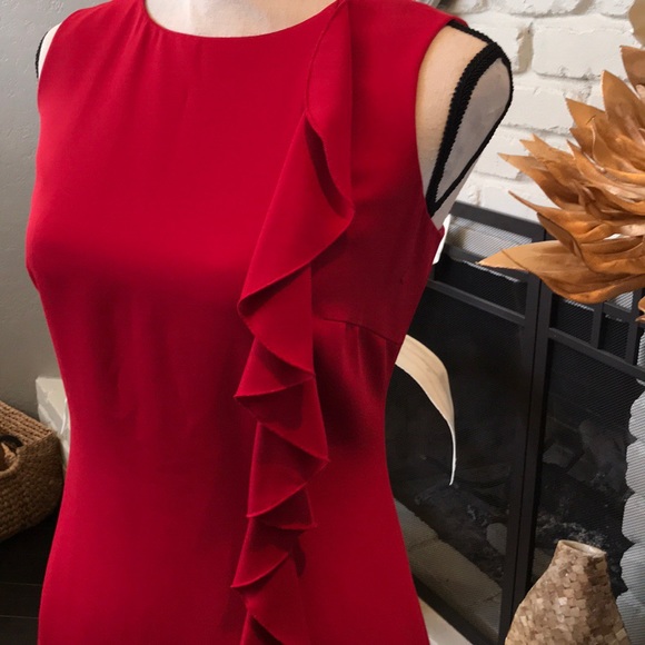 Fire Red Sleeveless Ruffle Detail Dress main image 0